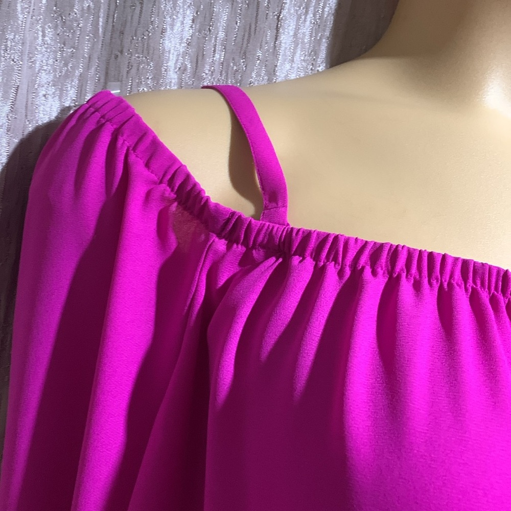 INC International Concepts Top Blouse 2X NWT Pink/Purple/Magenta Flame Stretchy - Picture 6 of 16